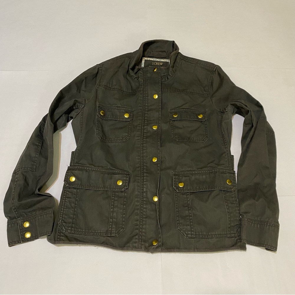 J. Crew Green Twill Field Jacket with Gold buttons - Picture 5 of 15
